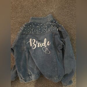 Denim Bride Jacket with Pearl Accents